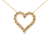 10K Yellow Gold Flashed .925 Sterling Silver 1/2 Cttw Champagne Diamond Miracle Plate Heart Pendant Necklace (K-L Color, I1-I2 Clarity) - 18" by Infinite Jewels