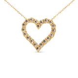 10K Yellow Gold Flashed .925 Sterling Silver 1/2 Cttw Champagne Diamond Miracle Plate Heart Pendant Necklace (K-L Color, I1-I2 Clarity) - 18" by Haus of Brilliance