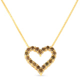 14K Yellow Gold Plated .925 Sterling Silver 1.0 Cttw Champagne Diamond Heart Pendant Necklace (K-L Color, I1-I2 Clarity) - 18" by Infinite Jewels