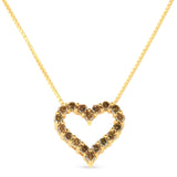 14K Yellow Gold Plated .925 Sterling Silver 1.0 Cttw Champagne Diamond Heart Pendant Necklace (K-L Color, I1-I2 Clarity) - 18" by Haus of Brilliance