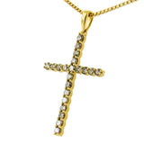 14K Yellow Gold Plated .925 Sterling Silver 1/2 Cttw Champagne Diamond Cross Pendant Necklace (K-L Color, I1-I2 Clarity) - 18" by Haus of Brilliance