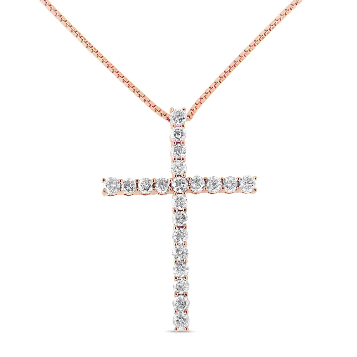 .925 Sterling Silver 1.0 Cttw Champagne Diamond Gold Cross Pendant Necklace for Women (Champagne Color, I1-I2 Clarity)- 18 inch by Infinite Jewels