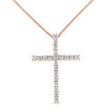 .925 Sterling Silver 1.0 Cttw Champagne Diamond Gold Cross Pendant Necklace for Women (Champagne Color, I1-I2 Clarity)- 18 inch by Haus of Brilliance