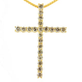 .925 Sterling Silver 1.0 Cttw Champagne Diamond Gold Cross Pendant Necklace for Women (Champagne Color, I1-I2 Clarity)- 18 inch by Haus of Brilliance