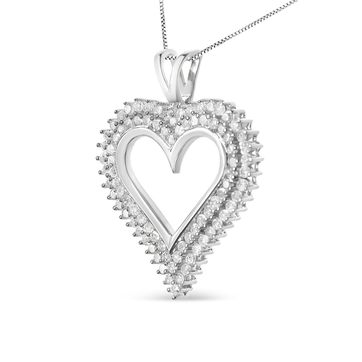 .925 Sterling Silver Diamond Heart 18" Pendant Necklace (I-J Color, I2-I3 Clarity) by Haus of Brilliance