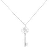 .925 Sterling Silver Diamond Accent Zodiac Key 18" Pendant Necklace (K-L Color, I1-I2 Clarity) by Infinite Jewels