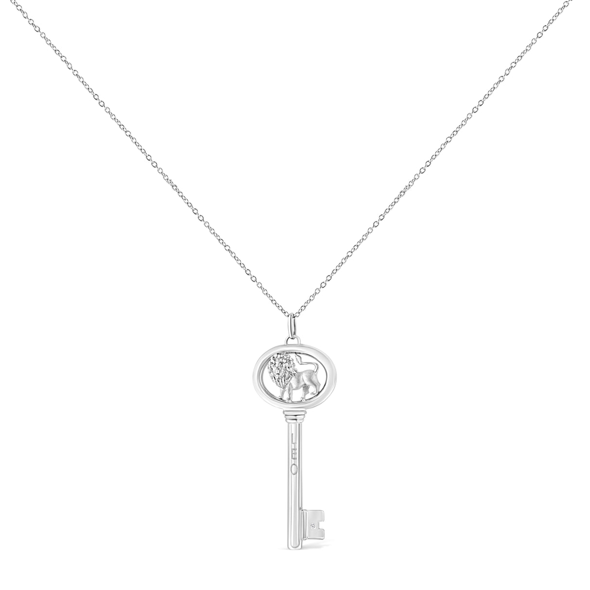 .925 Sterling Silver Diamond Accent Zodiac Key 18" Pendant Necklace (K-L Color, I1-I2 Clarity) by Haus of Brilliance