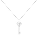 .925 Sterling Silver Diamond Accent Zodiac Key 18" Pendant Necklace (K-L Color, I1-I2 Clarity) by Infinite Jewels