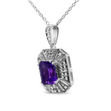 .925 Sterling Silver Purple Amethyst and Diamond Accent Art Deco Style 18" Pendant Necklace (I-J Color, I1-I2 Clarity) by Haus of Brilliance