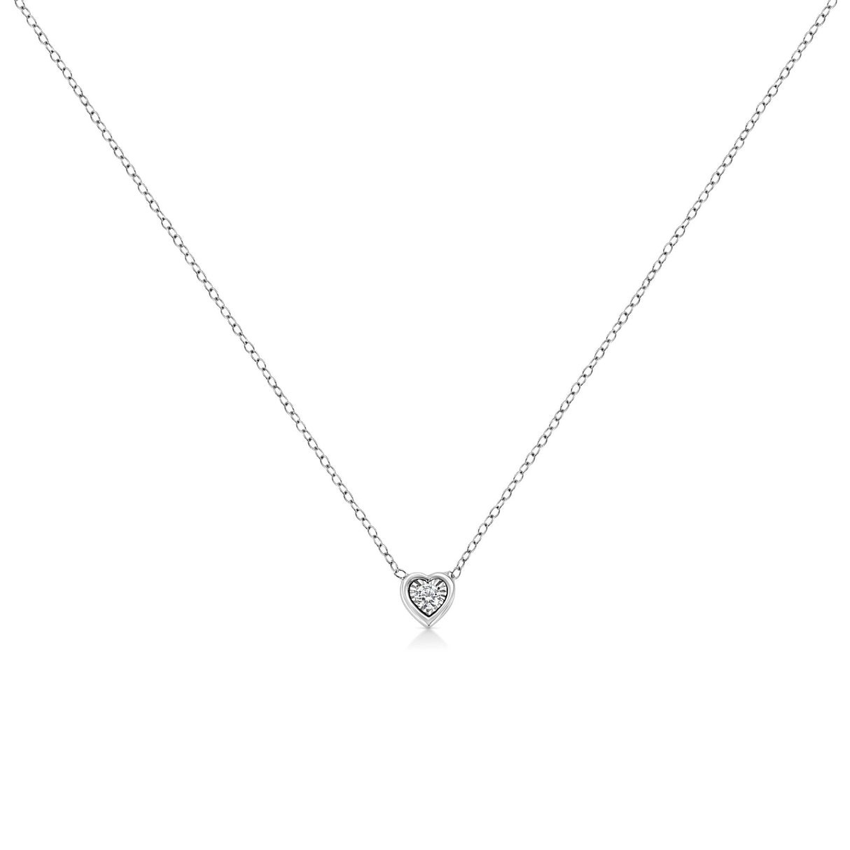 10K White Gold 1/10 Cttw Miracle Set Round-Cut Diamond 18" Pendant Necklace - Choice of Shape by Haus of Brilliance