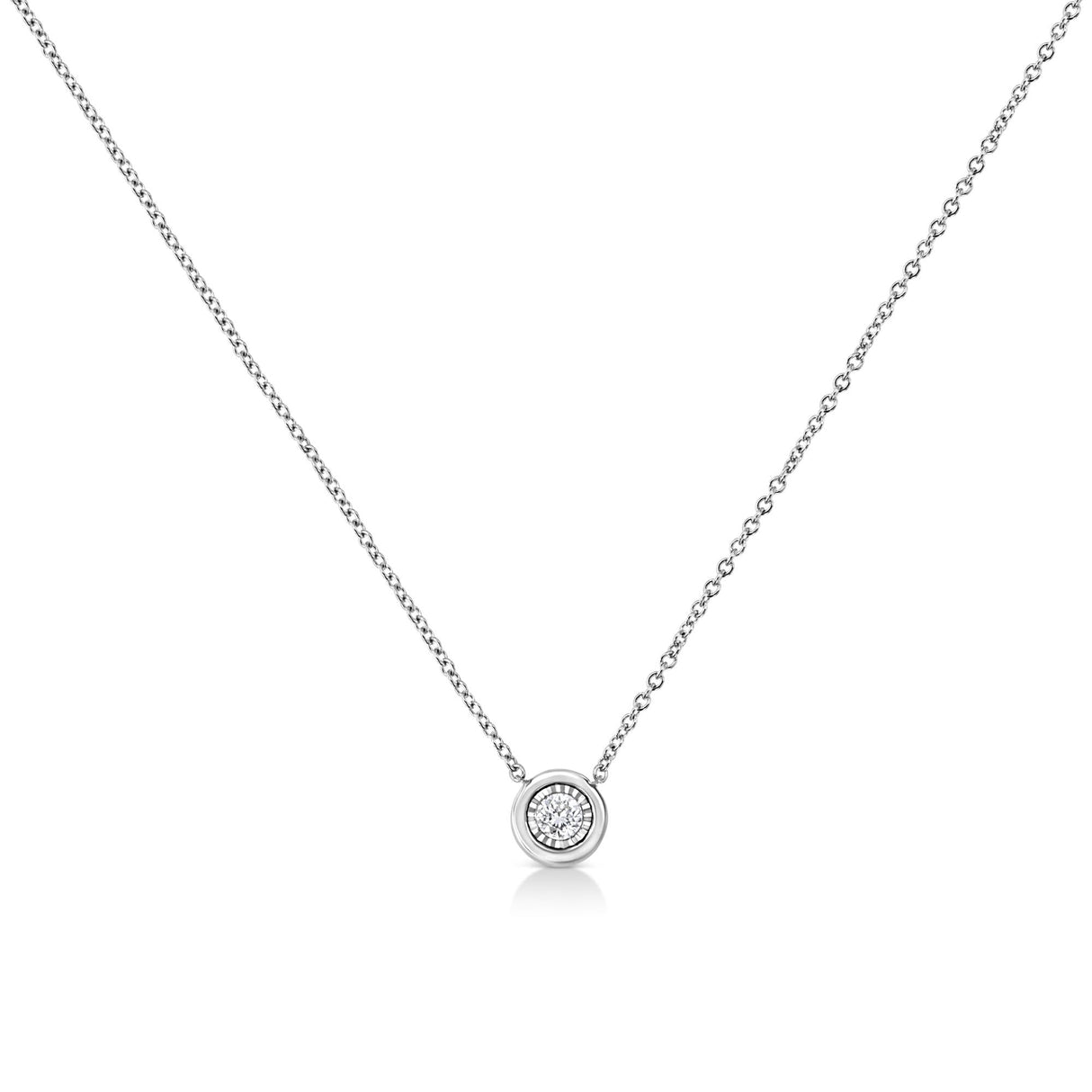 10K White Gold 1/10 Cttw Miracle Set Round-Cut Diamond 18" Pendant Necklace - Choice of Shape by Haus of Brilliance