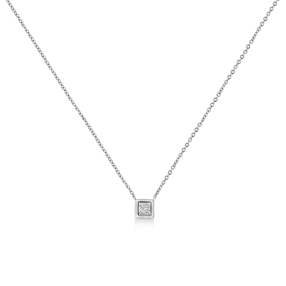 10K White Gold 1/10 Cttw Miracle Set Round-Cut Diamond 18" Pendant Necklace - Choice of Shape by Haus of Brilliance