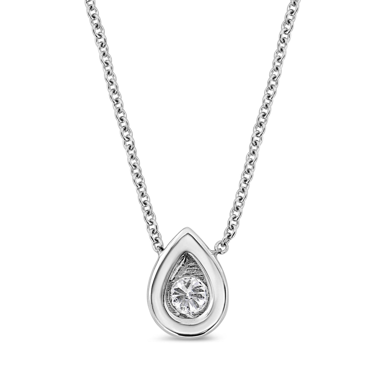 10K White Gold 1/10 Cttw Miracle Set Round-Cut Diamond 18" Pendant Necklace - Choice of Shape by Haus of Brilliance