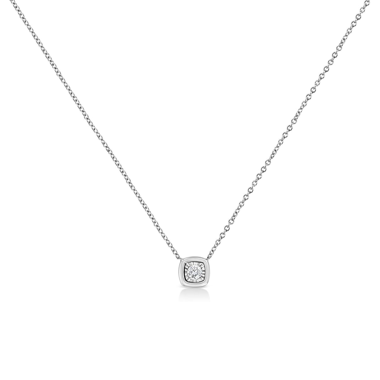 10K White Gold 1/10 Cttw Miracle Set Round-Cut Diamond 18" Pendant Necklace - Choice of Shape by Haus of Brilliance