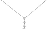 10K Gold 1/5 Cttw Princess Cut Diamond 3 Stone Drop 18" Pendant Necklace (H-I Color, SI2-I1 Clarity) by Haus of Brilliance