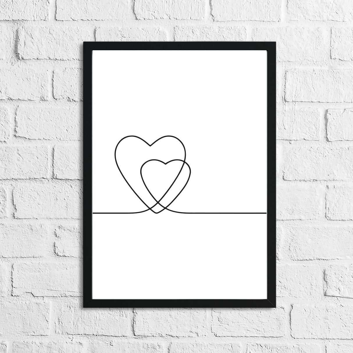 2 Hearts Simple Line Work Bedroom Wall Decor Print by WinsterCreations™ Official Store