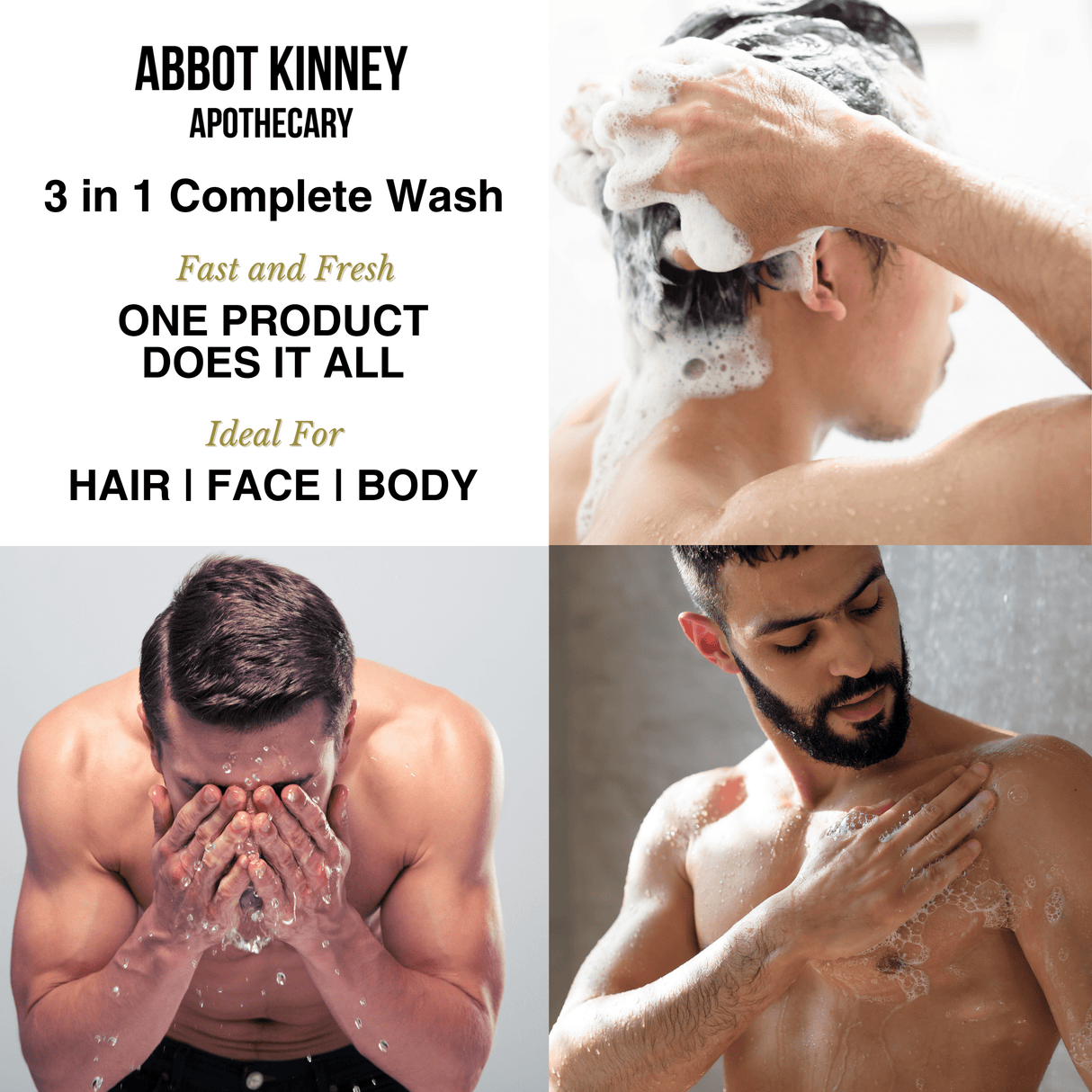 2 PACK - Men's 3-in-1 Moisturizing Shampoo, Conditioner, and Body Wash - Energizing Citrus 32oz by Abbot Kinney Apothecary by  Los Angeles Brands