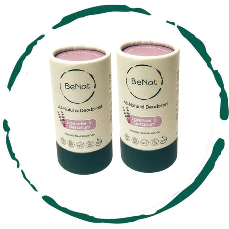 2-Pack All-Natural, Plastic-Free Deodorants by BeNat