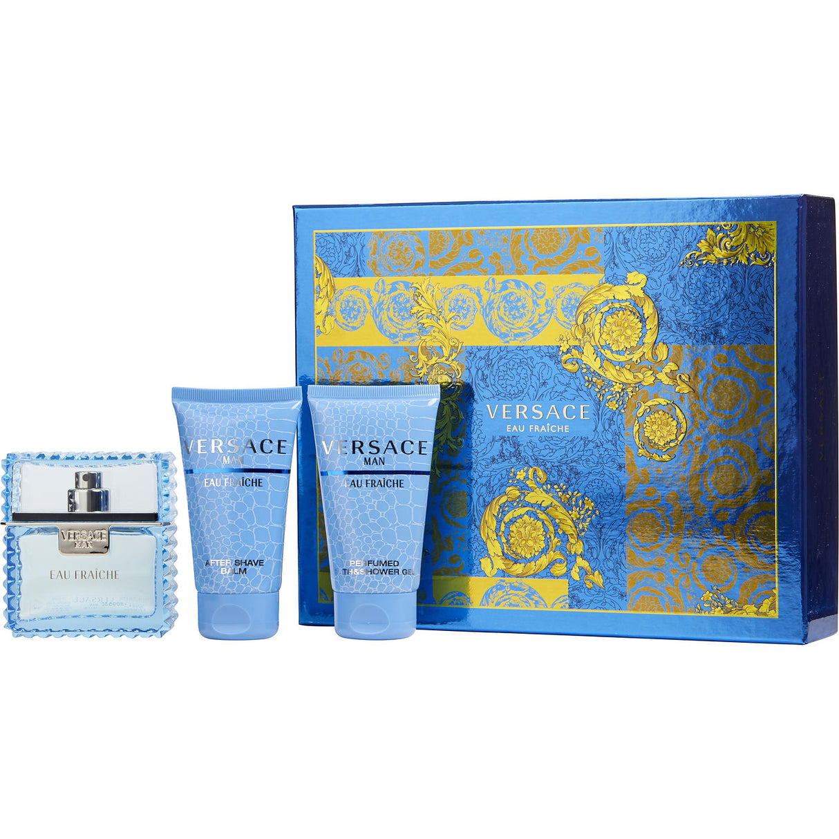 VERSACE MAN EAU FRAICHE by Gianni Versace - EDT SPRAY 1.7 OZ & AFTERSHAVE BALM 1.7 OZ & SHOWER GEL 1.7 OZ - Men