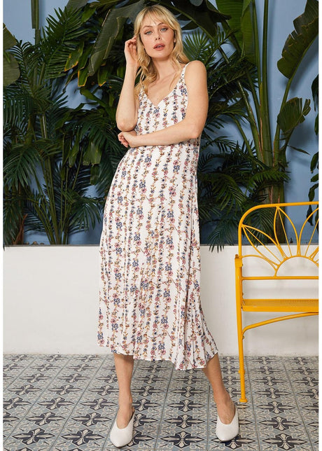 Floral V-Neck Sleeveless Maxi Dress by Shop at Konus