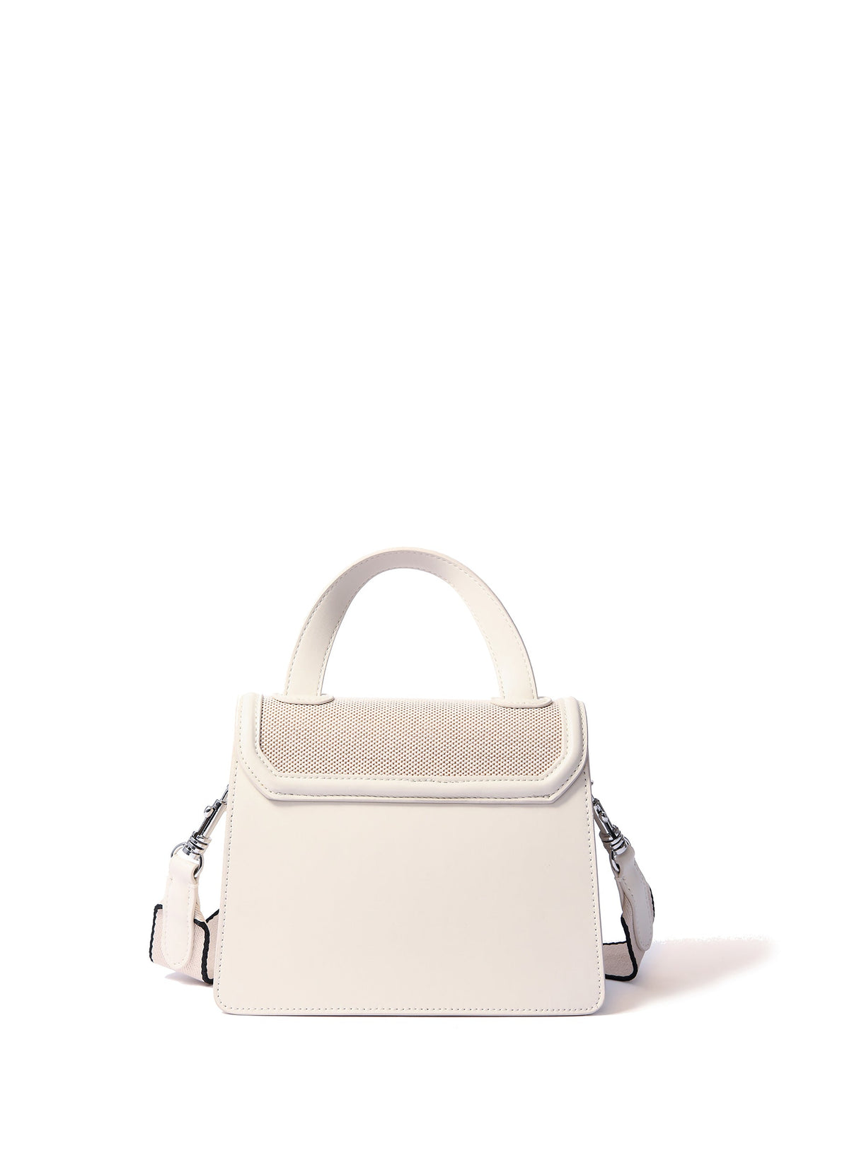 Evelyn Bag in Canvas and Genuine Leather, White by Bob Oré