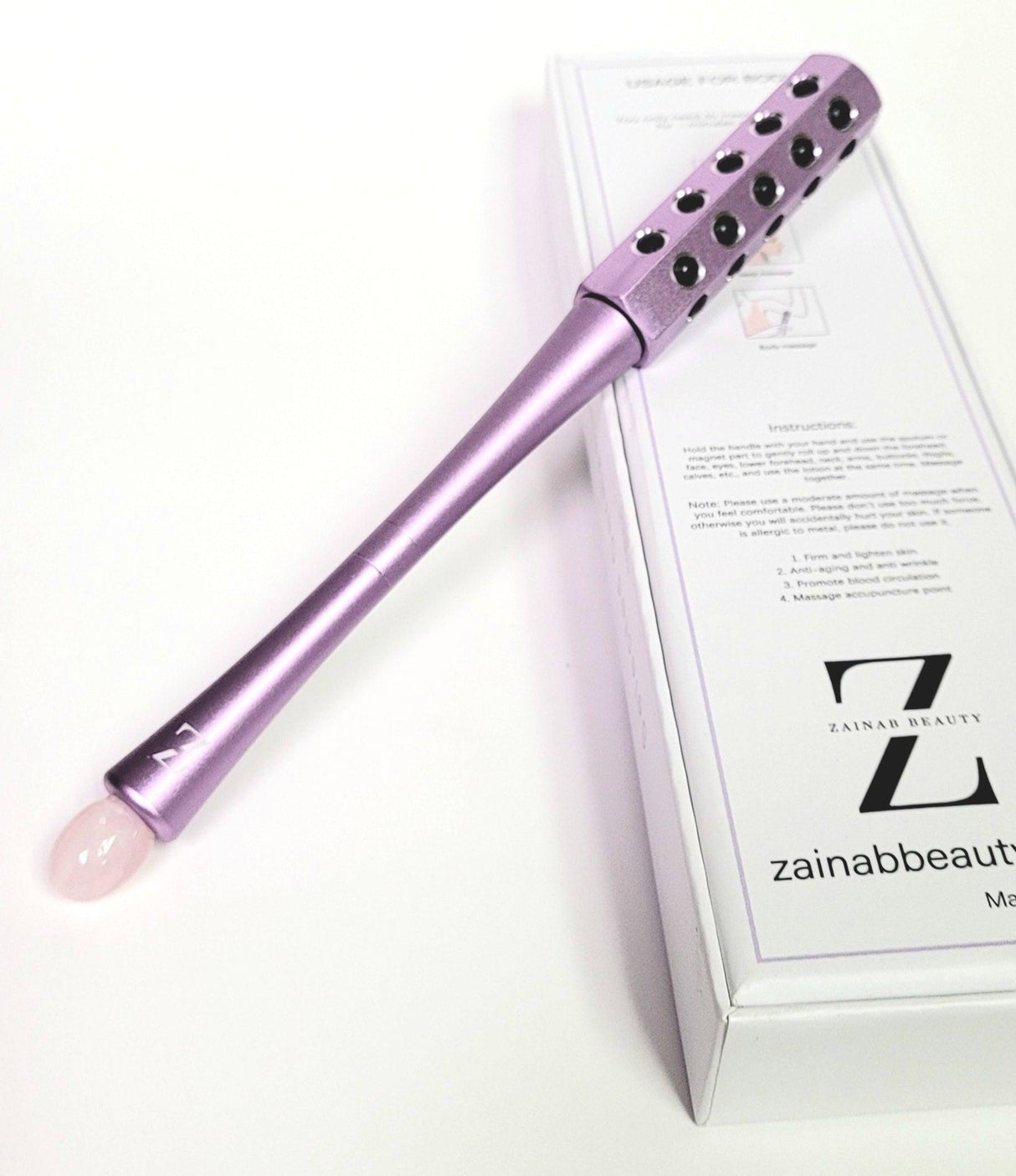 Aria Germanium Massage Roller with Rose Quartz stone by ZAQ Skin & Body