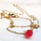 Tiny Hot Pink Chalcedony Gold Filled Necklace by Alexa Martha Designs