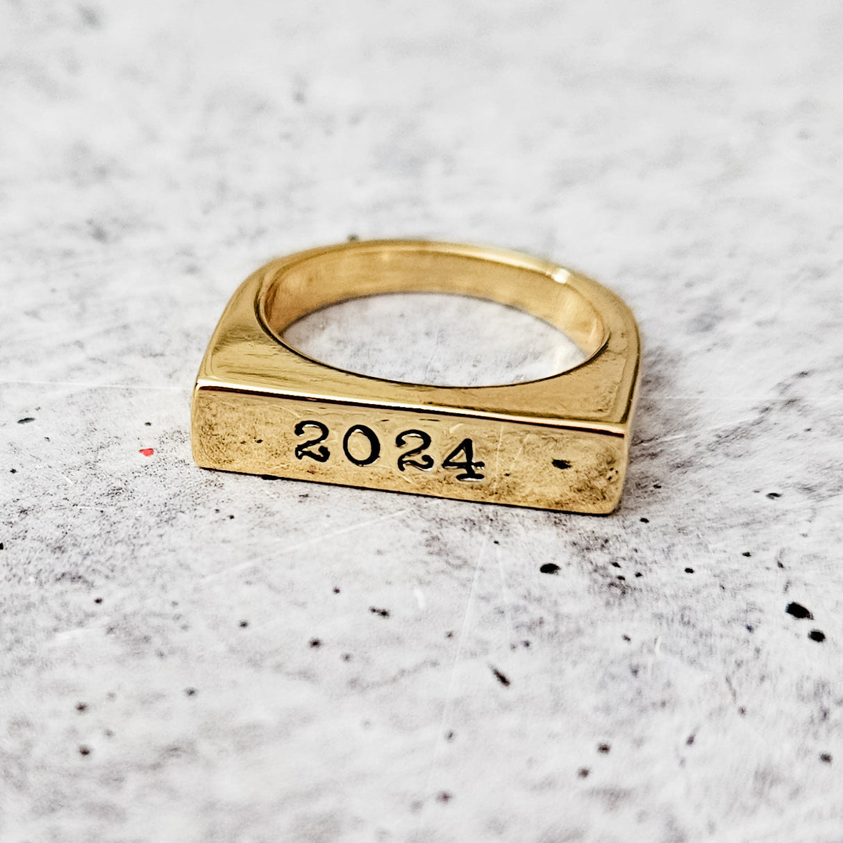 Class of 2024 Flat Top Gold Ring by Salt and Sparkle