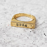 Class of 2024 Flat Top Gold Ring by Salt and Sparkle