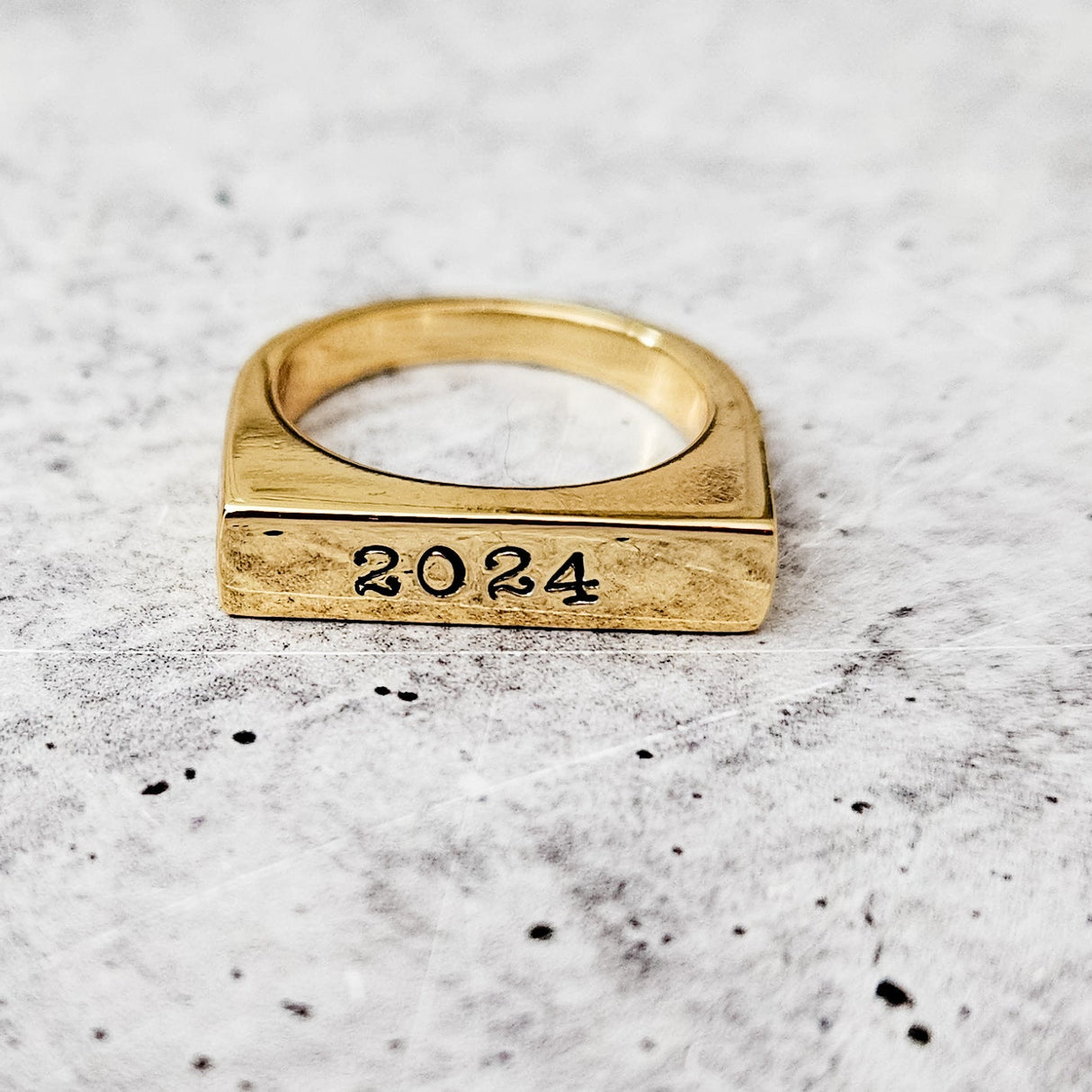 Class of 2024 Flat Top Gold Ring by Salt and Sparkle