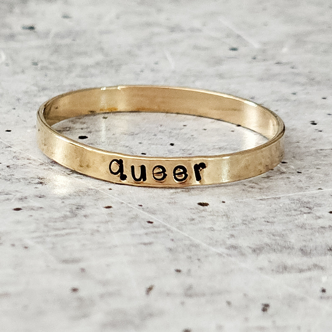 QUEER Skinny Band Ring by Salt and Sparkle