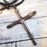 Handmade Copper and Silver Wire Cross Necklace for men by Alexa Martha Designs