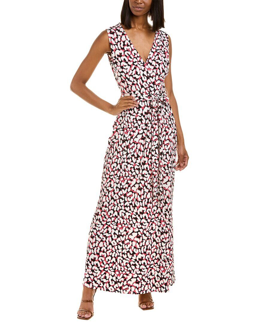 Leota Women's Sleeveless Perfect Wrap Maxi Dress in Brushstroke Leopard Fruit Dove Black Small Lord & Taylor White Size S by Steals