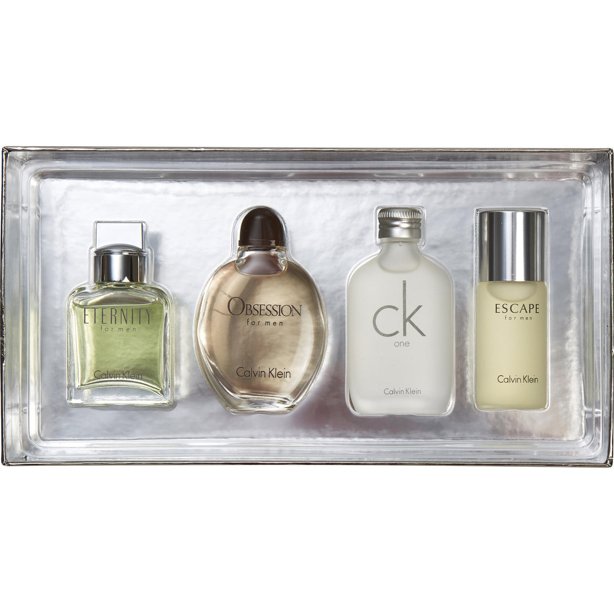 CALVIN KLEIN VARIETY by Calvin Klein - 4 PIECE MENS MINI VARIETY WITH ETERNITY & OBSESSION & CK ONE & ESCAPE AND ALL ARE EDT 0.5 OZ MINIS - Men