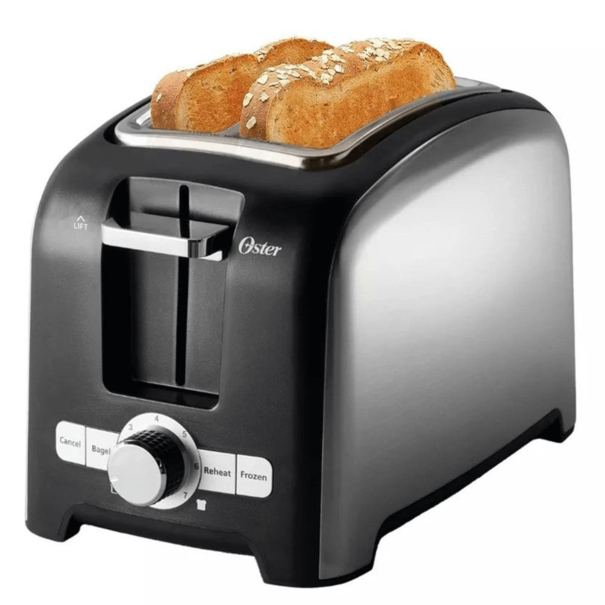 Oster 2-Slice Wide-Slot Cool Touch Full Feature Toaster Brushed Stainless/Black - Black