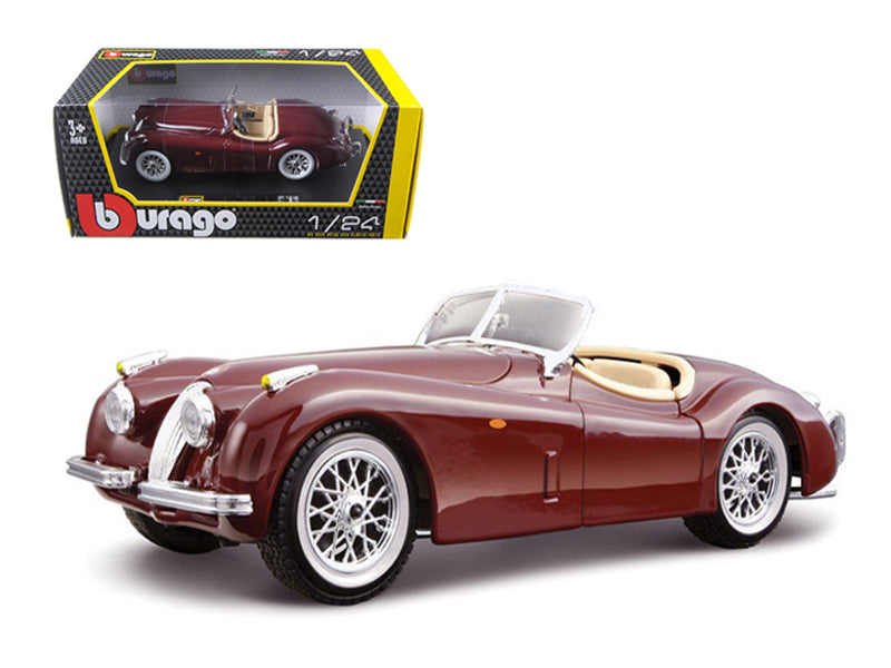 1951 Jaguar XK 120 Roadster Burgundy 1/24 Diecast Model Car by Bburago