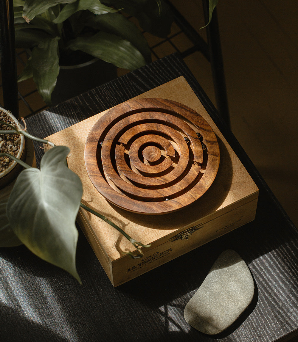 Classic Labyrinth Game -  Hand Carved Wood by Matr Boomie