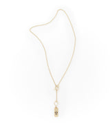 Ruchi Lotus Charm Gold Dainty Drop Lariat Necklace by Matr Boomie