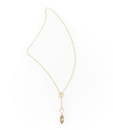 Ruchi Crescent Moon Charm Gold Dainty Drop Lariat Necklace by Matr Boomie