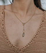 Ruchi Crescent Moon Charm Gold Dainty Drop Lariat Necklace by Matr Boomie