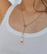 Ruchi Lotus Charm Gold Dainty Drop Lariat Necklace by Matr Boomie