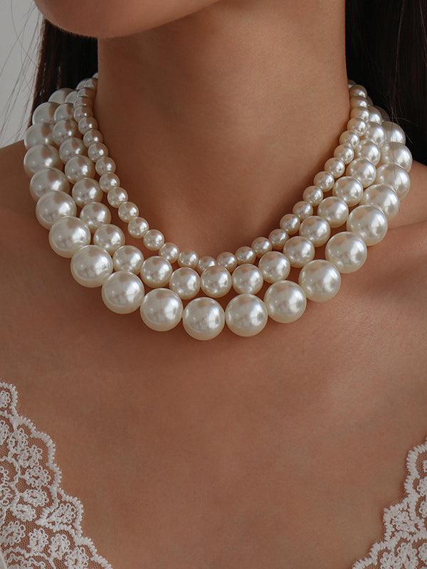 Imitation Pearl Three Pieces Necklaces Accessories Dainty Necklace by migunica