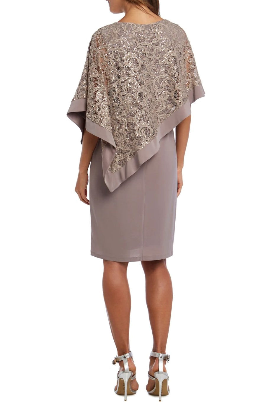 R&M Richard Boat Neck Embellished Lace Poncho ITY Dress by Curated Brands