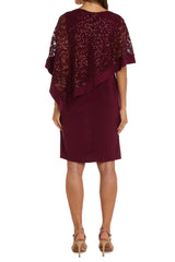 R&M Richard Boat Neck Embellished Lace Poncho ITY Dress by Curated Brands