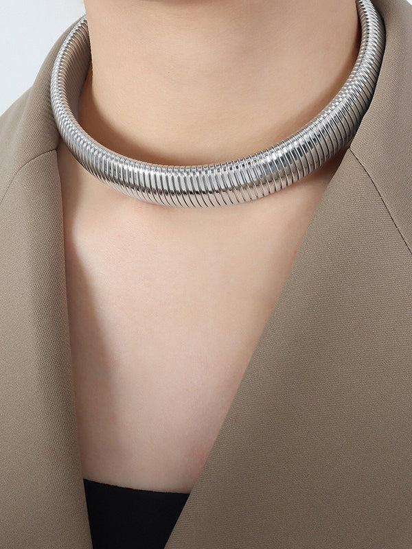 Pleated Solid Color Dainty Necklace Necklaces Accessories by migunica