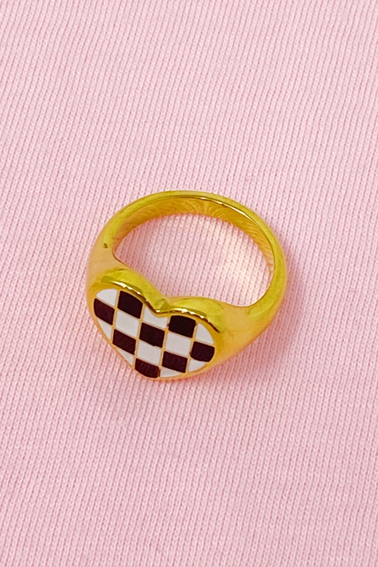 Checkered Heart Signet Ring by Ellisonyoung.com