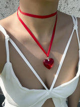 Heart Shape Streamer Tied Necklaces Accessories by migunica