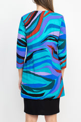 Danny & Nicole Scoop Neck Sleeveless Zipper Back Multi Print Dress with Matching Jacket by Curated Brands