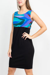 Danny & Nicole Scoop Neck Sleeveless Zipper Back Multi Print Dress with Matching Jacket by Curated Brands