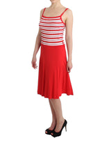 Red striped jersey A-line dress by Faz